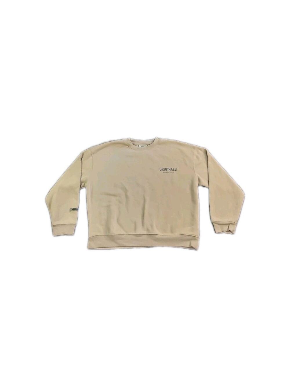 Brooklyn Cloth Sweatshirt Mens L Brown Originals Fleece Pullover Crewneck Logo